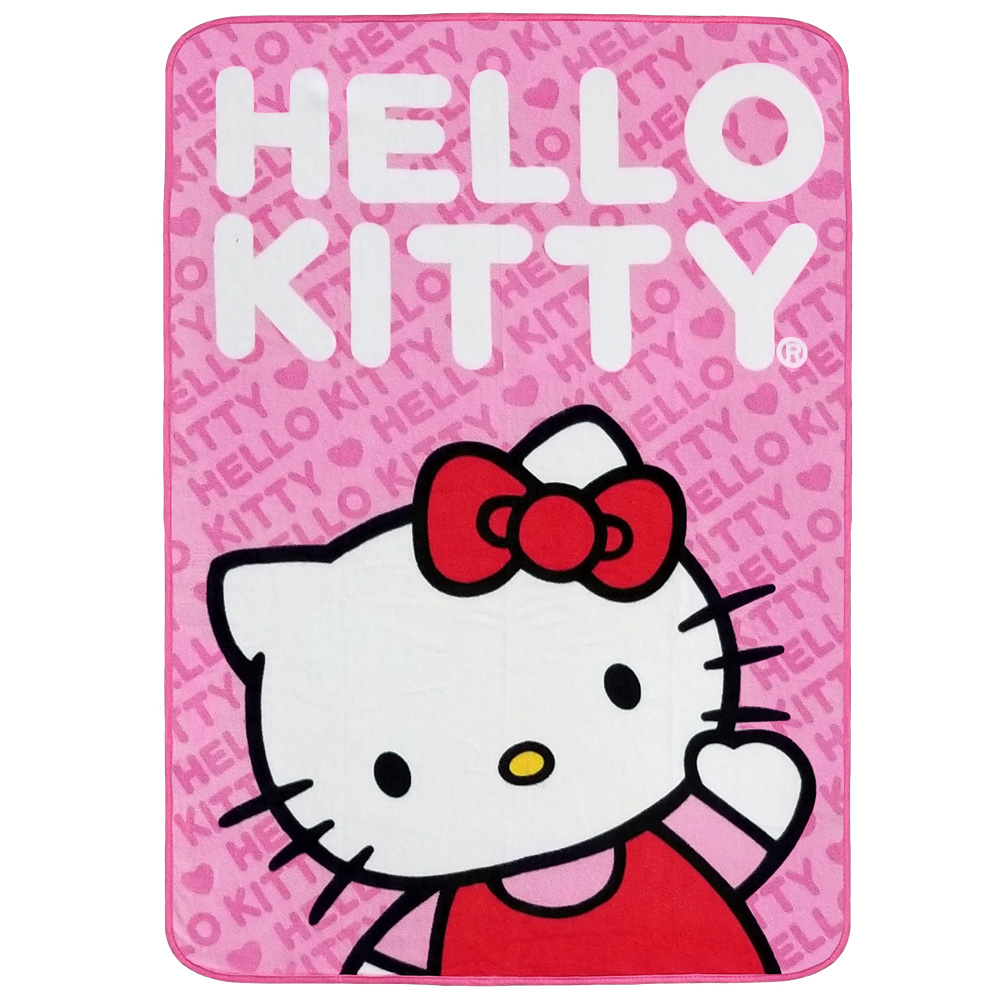 HELLO KITTY BOWS OUTLINE PINK FLEECE BLANKET THROW NEW | eBay
