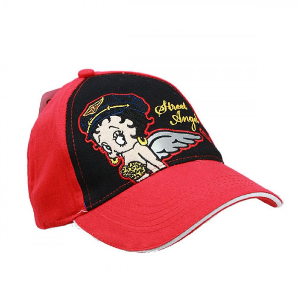 Sweat à Capuche Betty Boop Red Heart Wink - Coupe Classique, Col Tissé - Vêtement Licencié Officiel