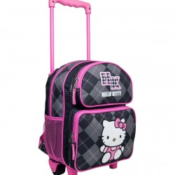 Hello Kitty Argyle Black Small Rolling Backpack #82082