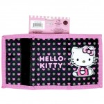 Hello Kitty Heart Black Trifold Wallet #C6CW01