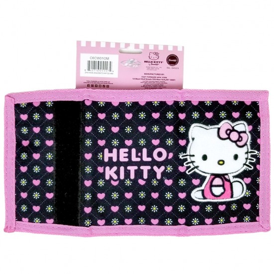 Hello Kitty Heart Black Trifold Wallet #C6CW01