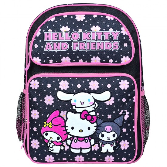 Hello Kitty & Friends Black Large Backpack #HKFCF26OM
