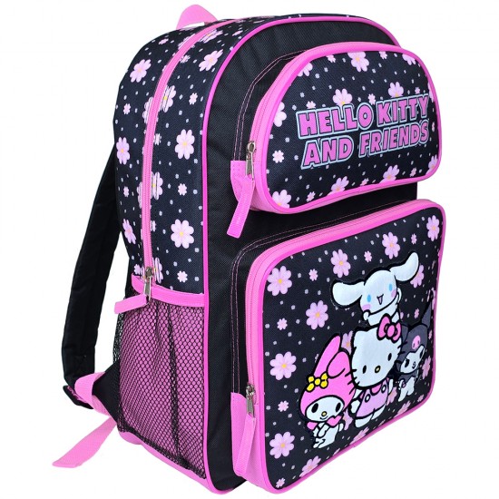 Hello Kitty & Friends Black Large Backpack #HKFCF26OM
