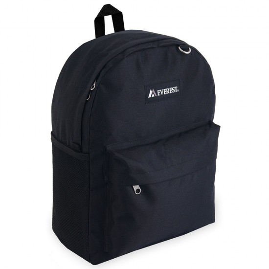 Everest Classic Laptop Backpack w/ Mesh Pockets - 2045MSH - Black