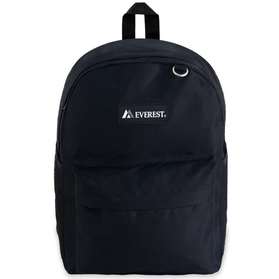 Everest Classic Laptop Backpack w/ Mesh Pockets - 2045MSH - Black