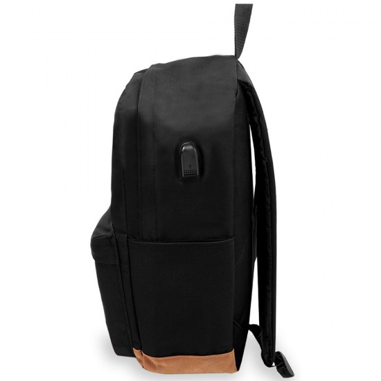 Everest Vintage Laptop Backpack w/ USB Port - EB1000 - Black