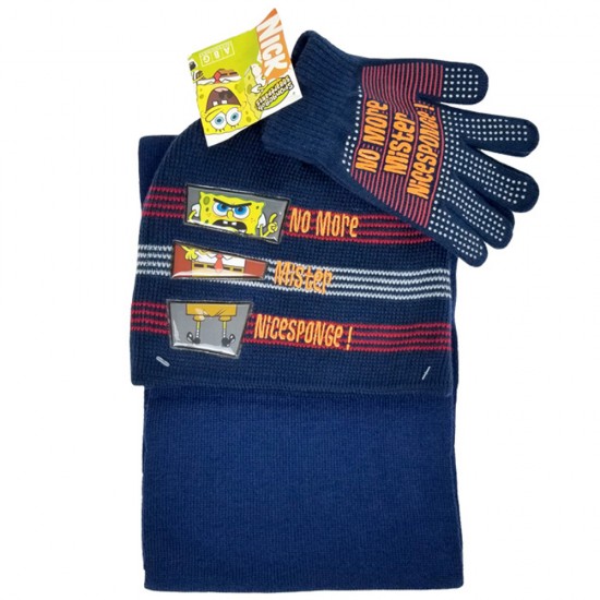 Sponge Bob Letter 3pcs Set (Beanie, Glove, Scarf) #EBKS5102B-3