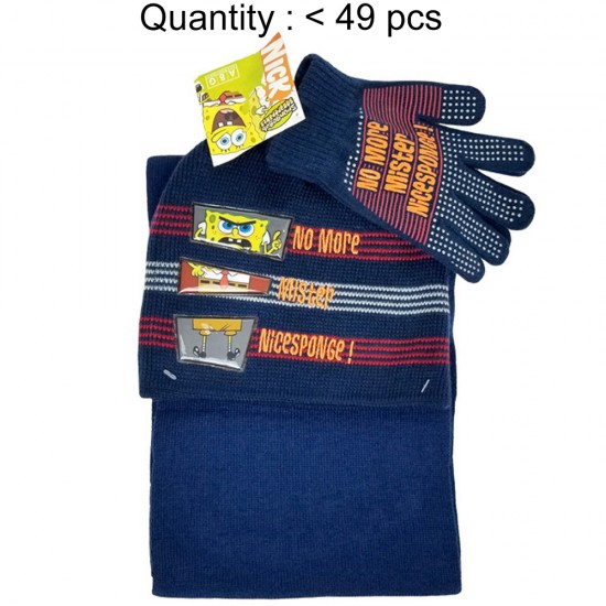 Sponge Bob Letter 3pcs Set (Beanie, Glove, Scarf) #EBKS5102B-3