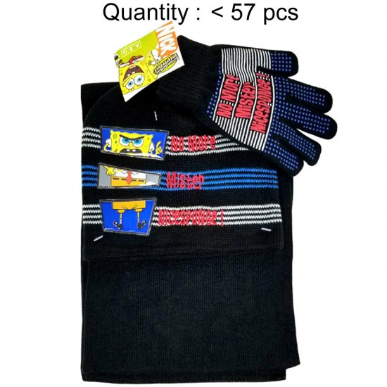 Sponge Bob Letter 3pcs Set (Beanie, Glove, Scarf) #EBKS5102K-3