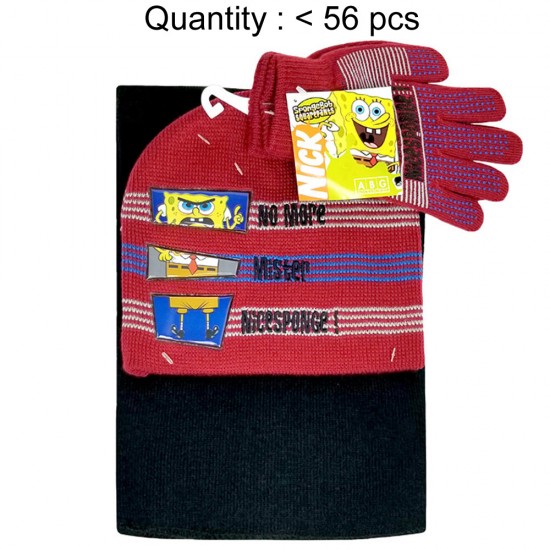 Sponge Bob Letter 3pcs Set (Beanie, Glove, Scarf) #EBKS5102R-3